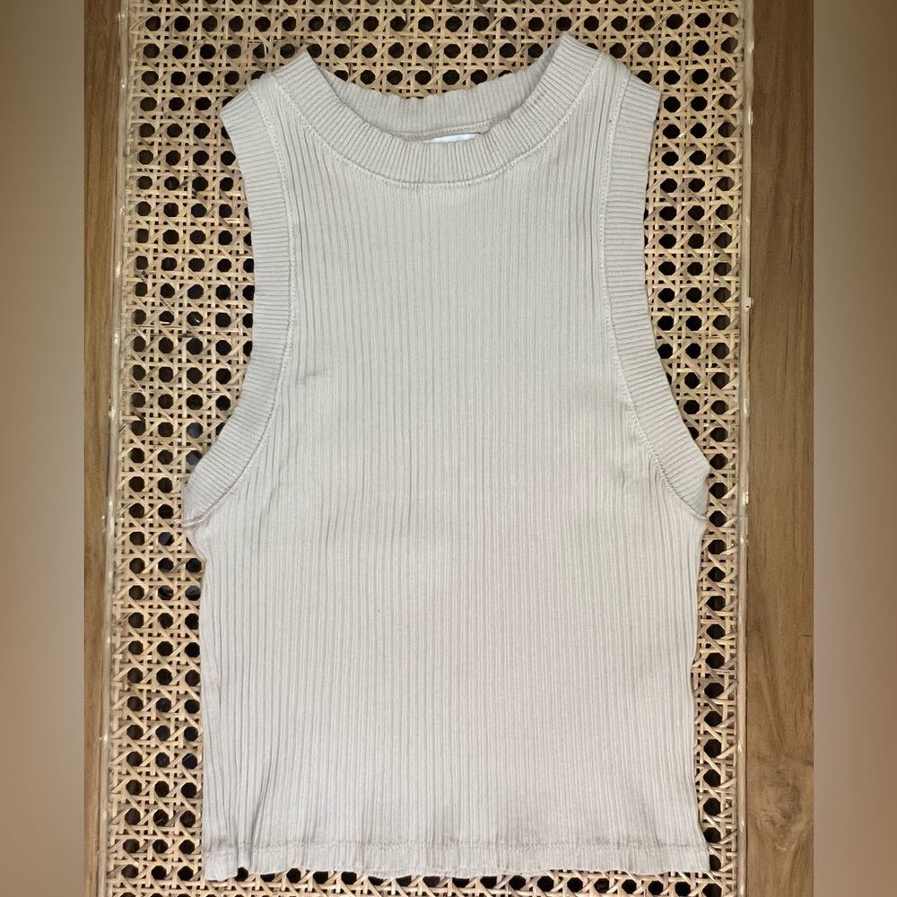 Zara Ribbed Halter Tank, Size Small, color Sand - Picture 6 of 8